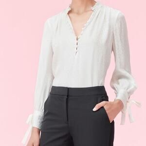 NWT Rebecca Taylor 100% Silk Long Sleeve Cheetah Print Jacquard Top Womens 8